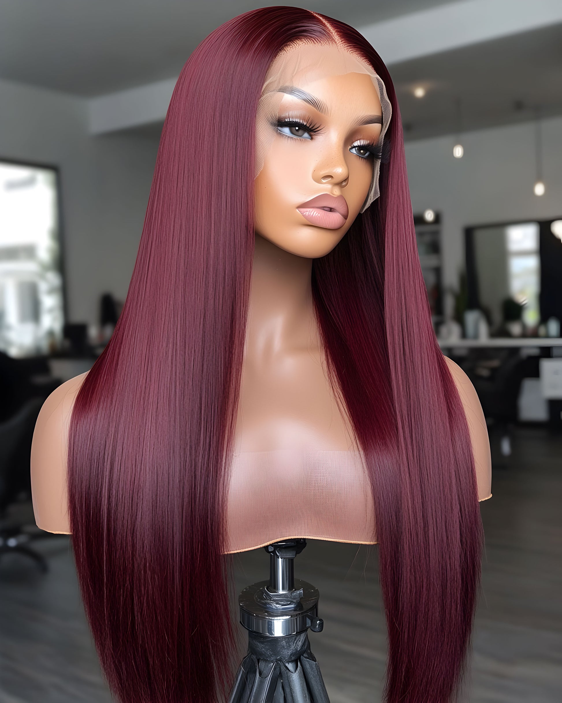 13x4 Straight Human Hair Wig 99J Color