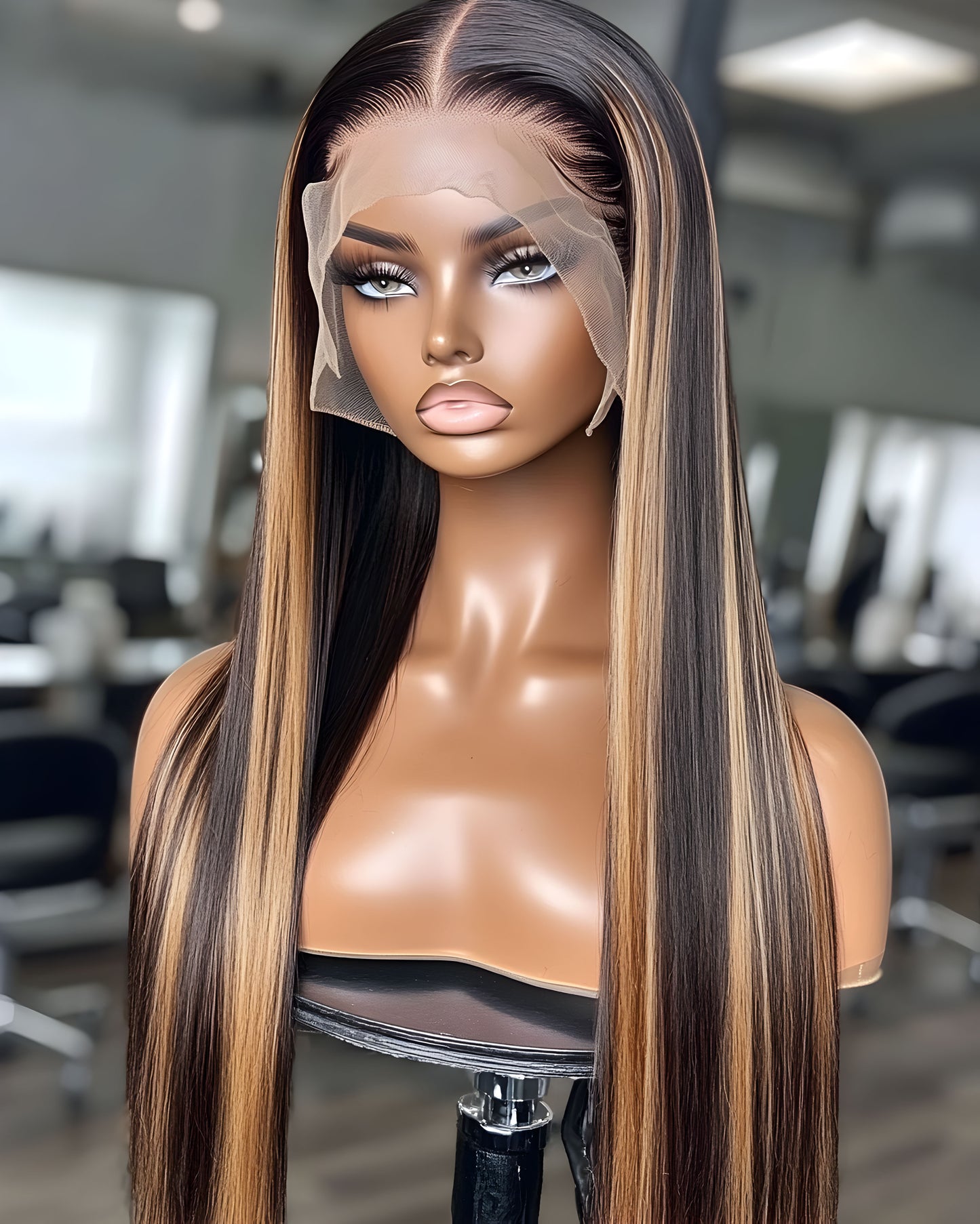 13x4 Straight Human Hair Wig Highlight P4/27 Color
