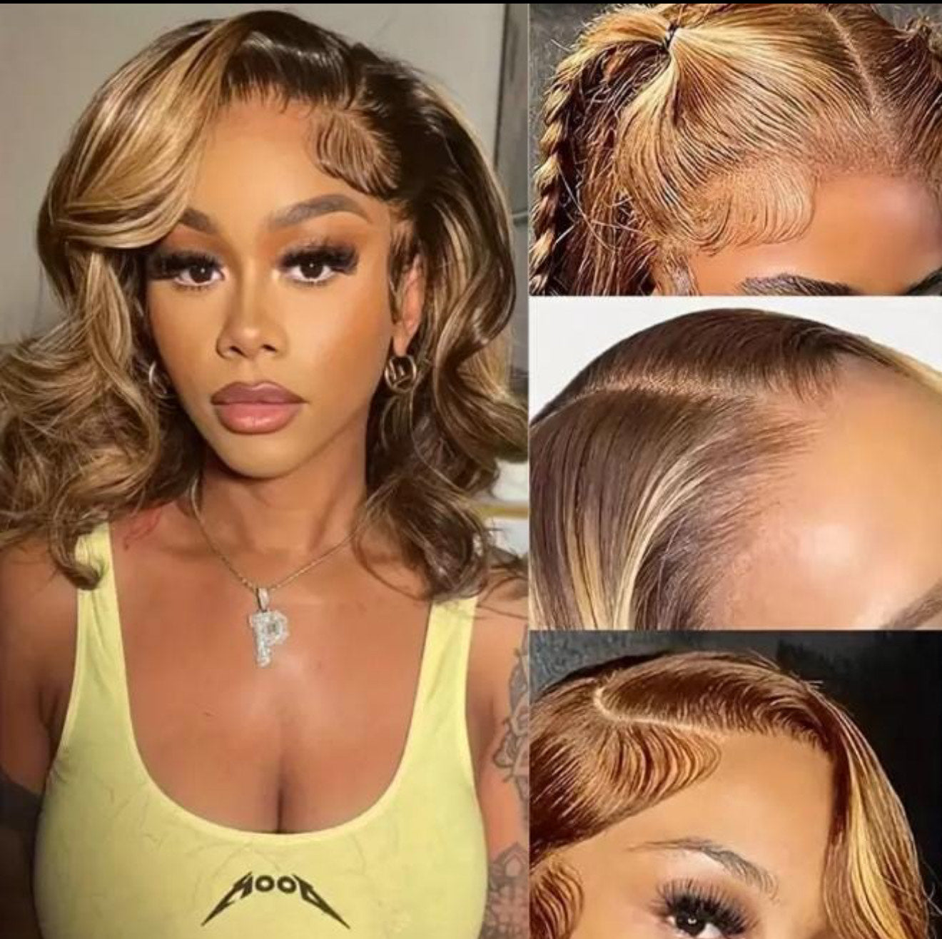 13X4 HUMAN HAIR BOB WIG P4/27 HIGHLIGHT COLOR