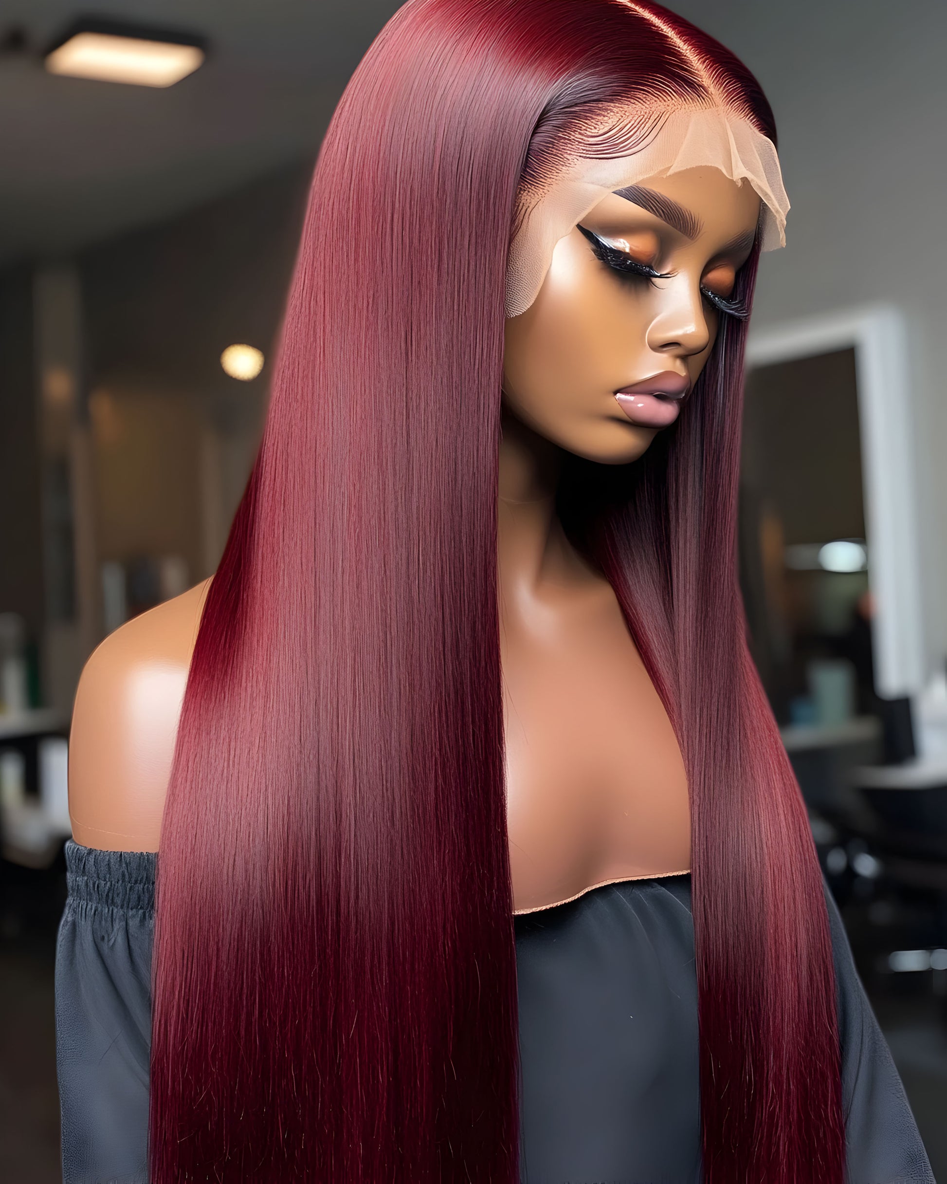 13x4 Straight Human Hair Wig 99J Color