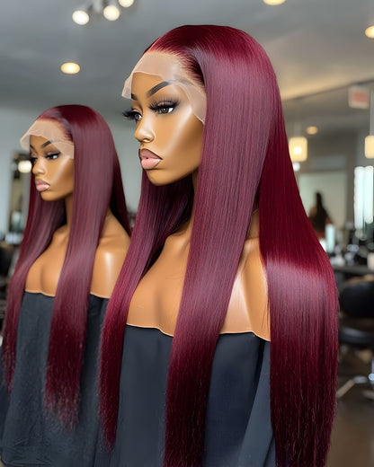 13x4 Straight Human Hair Wig 99J Color